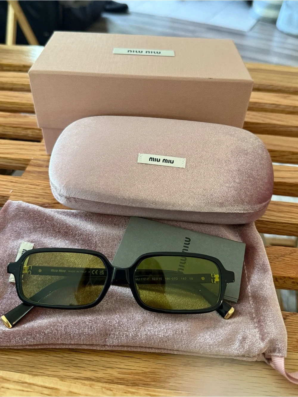 New! Miu Miu Small Frame Sunglasses with Green Lenses